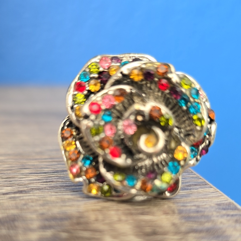 Silver Jeweled Stretch Ring